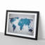 Teal Blue Map of the World in Abstract - Picture Frame Graphic Art Print-55729516-55729517