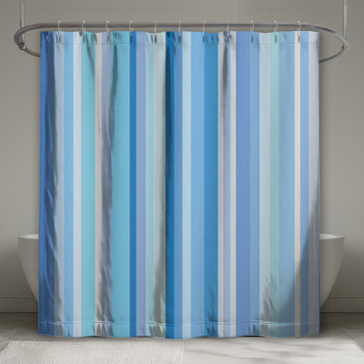 Rideau de douche à rayures bleues - Motif de décor de salle de bain moderne