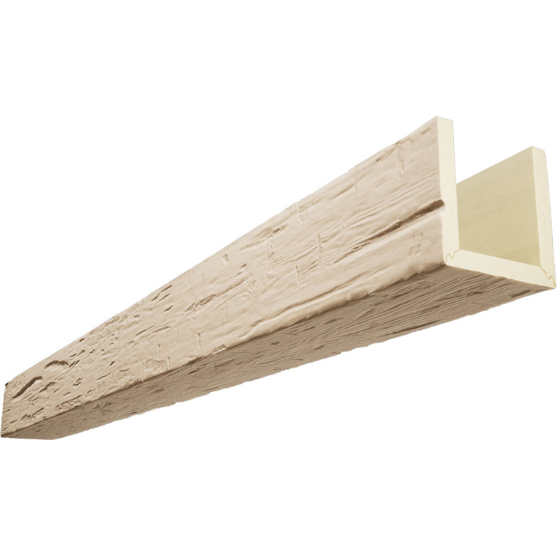 Poutre en imitation de bois taillée à la main à trois côtés (poutre en U), H 6 po x l 4 po, Hickory de qualité supérieure