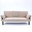 Lit pliant multifonctionnel de 70 pouces en coton et en lin, idéal pour les petits espaces, avec rangement central pour porte-gobelet, 2 coussins de siège, lit en lin beige, boissons relaxantes,-1412032516
