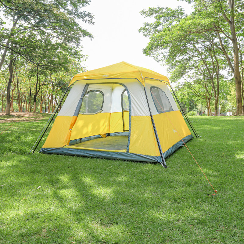 Tente de camping pour 6 personnes, Jaune/blanc