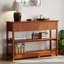 Élégant rangement cannelé pour hall d'entrée avec trois tiroirs d'une profondeur de 48,15 po, table d'apparence minimaliste moderne d'une largeur de 12,01 po, couleur brune