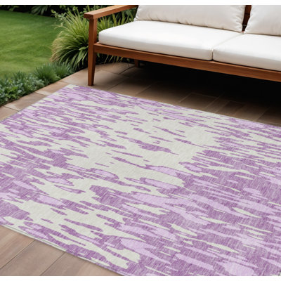 Tapis intérieur lavable abstrait lavande et ivoire 10 pi x 14 pi