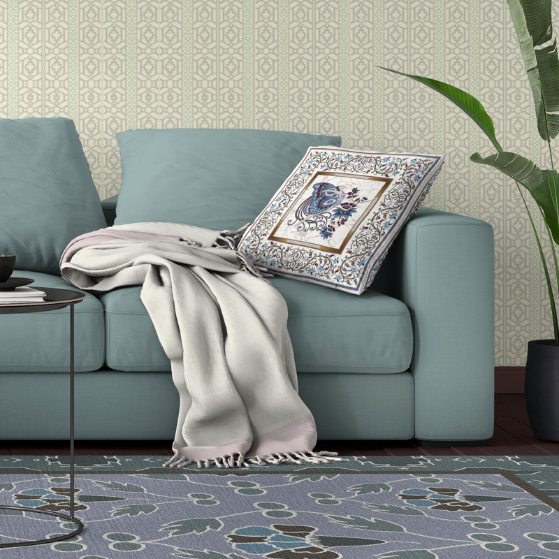 Harmony Haven  Square Throw Pillow, 20"H x 20"W, Blue/Purple