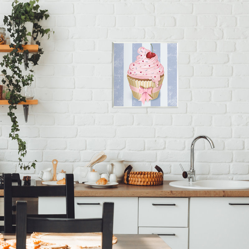 Plaque murale Pastel Cupcake with Bow, design par Lori Mosley