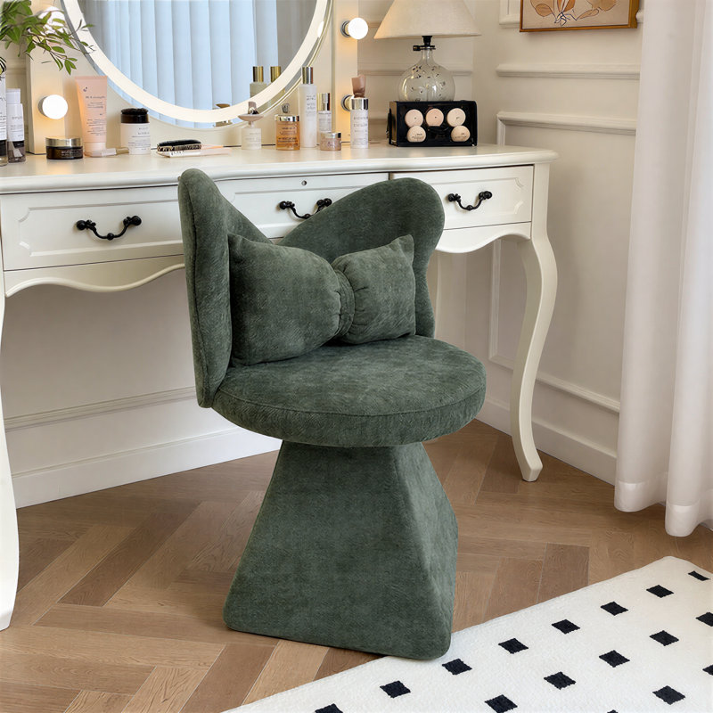Mignon tabouret de coiffeuse pivotant à dossier papillon, fauteuil de coiffeuse, fauteuil de maquillage, Vert