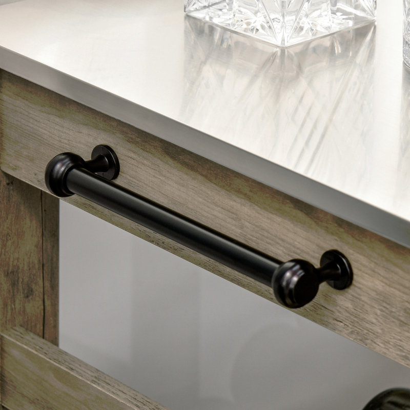 Rolling Kitchen Cart with Stainless Steel Countertop, 1 Bottom Shelf, 1 Slotted Middle Shelf and 4 Castor Wheels