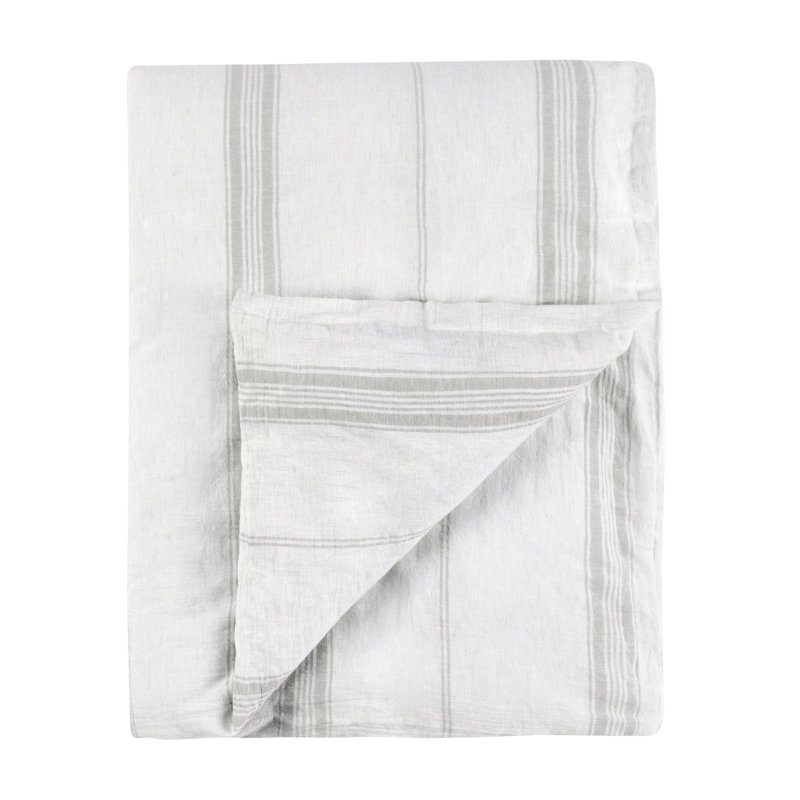 Fleta Cashmere Striped Duvet Cover, Queen Duvet Cover, White/Gray Striped