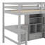 Lit mezzanine double avec bureau intégré en forme de L, escalier de rangement et tiroirs, lit d'étude peu encombrant avec armoire, tablettes-718838659