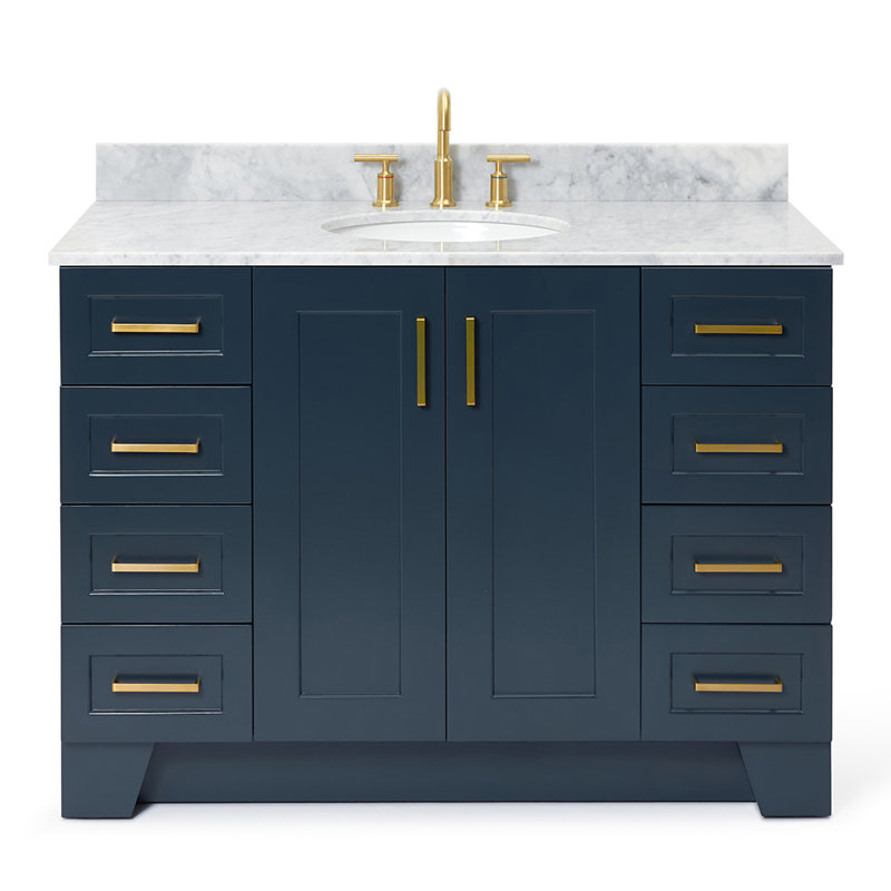 ARIEL TAYLOR 61 IN SINGLE RECTANGLE SINK VANITY, Midnight Blue, 61", Rectangular