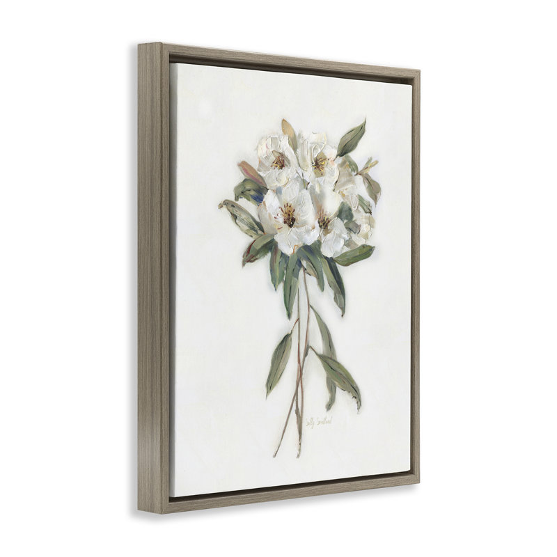Cadre flottant blanc avec fleurs sauvages, design par Sally Swatland, H 31 po x l 25 po, Cadre flottant orme Montalcino