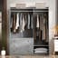 Open Wooden Wardrobe With Dual Hanging Rods, Five Shelves And 3 Drawers-650291979