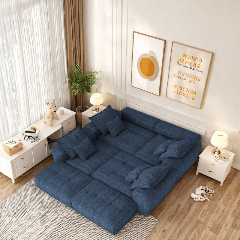 Canapé modulaire surdimensionné désossé en chenille, sans assemblage requis, conception capitonnée, tissu doux et durable, configurations multi-combinaisons, base antidérapante, confortable 2 à 4 places pour le salon