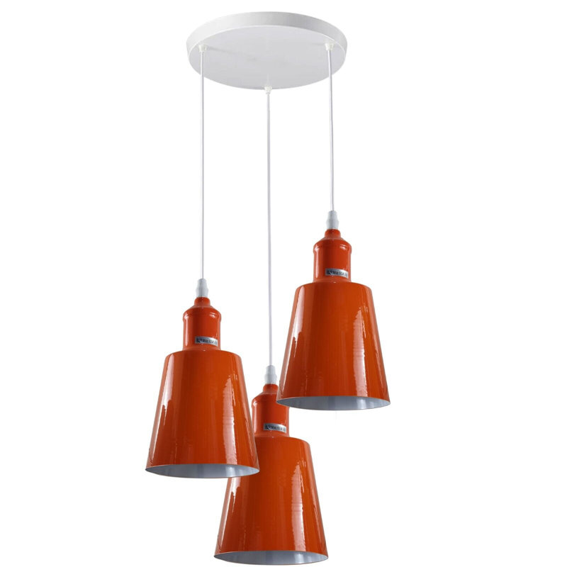 3 - Light Silver Cluster Pendant, Orange