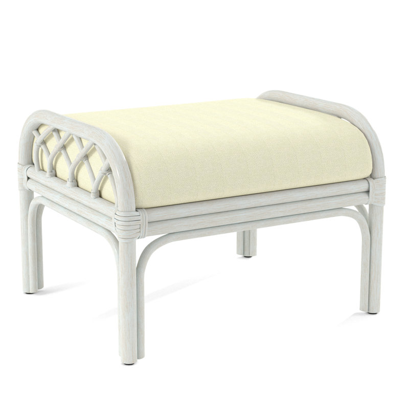 Edgewater Ottoman, Bisque, White Performance Fabric; 0851-94