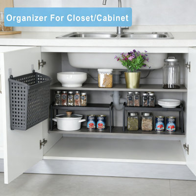 Expandable And Stackable Cabinet Shelf Organizer, Adjustable Kitchen Countertop Storage Rack For Maximizing Cabinet And Pantry Space, 3-Pack