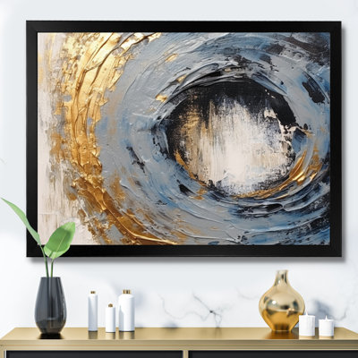 «Gold and Blue Vibrant Spirals I» sur toile
