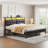 Twin Bed Frame with Headboard, Upholstered Bed with Storage Shelves and Charging Station-74872806-76307301-89111811