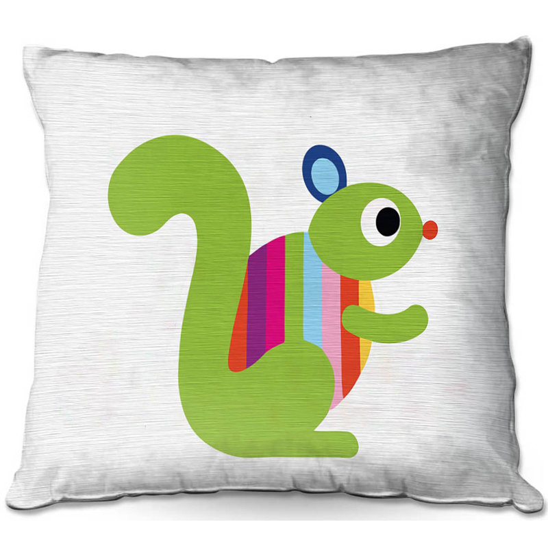 Coussin décoratif écureuil canapé arc-en-ciel, 18 po x 18 po