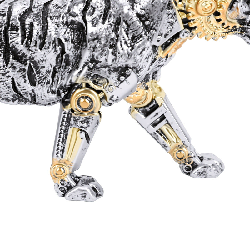 Statue animal et sculpture sculptée en résine peinte à la main Steampunk pour bureau à domicile Tiger