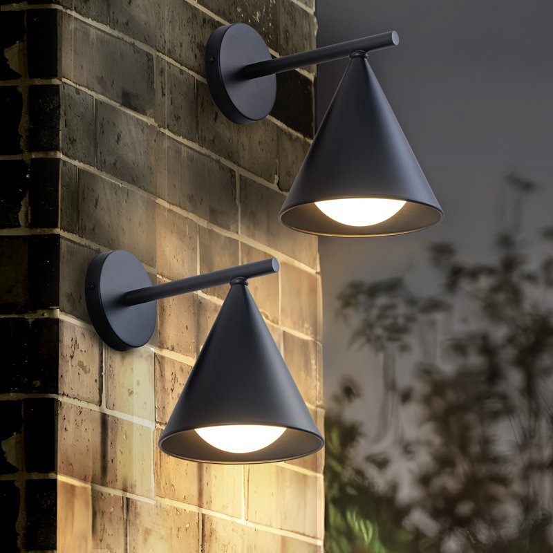 Mate Black Outdoor LED Barn Wall Lights Set of 2, with Goose Neck