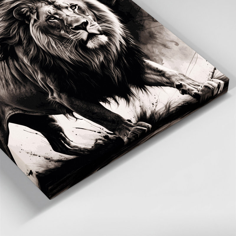 «Big Cats Barbary Lion», art mural sur toile noire, H 11 po x l 14 po