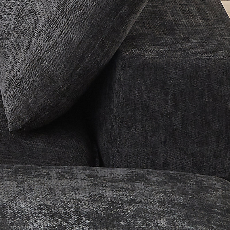 Canapé modulaire rembourré modulaire en chenille désossée à compression, sans assemblage, Forme en U (5 places), Noir