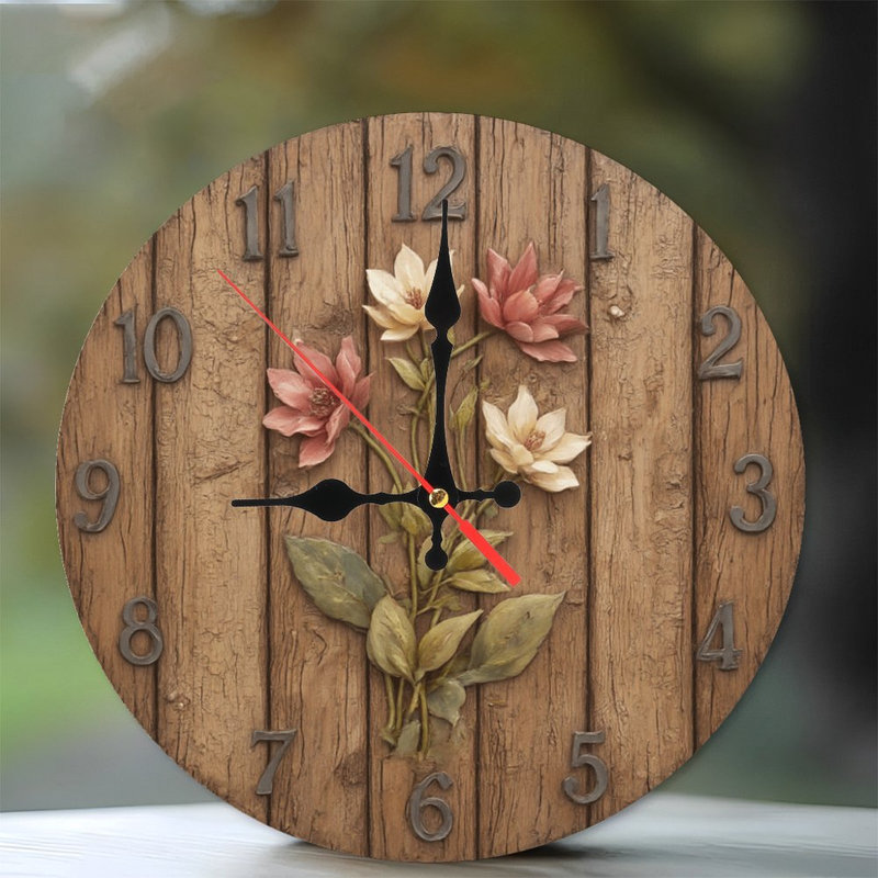 Horloge murale 10 po MDF avec mouvement à quartz silencieux et crochet
