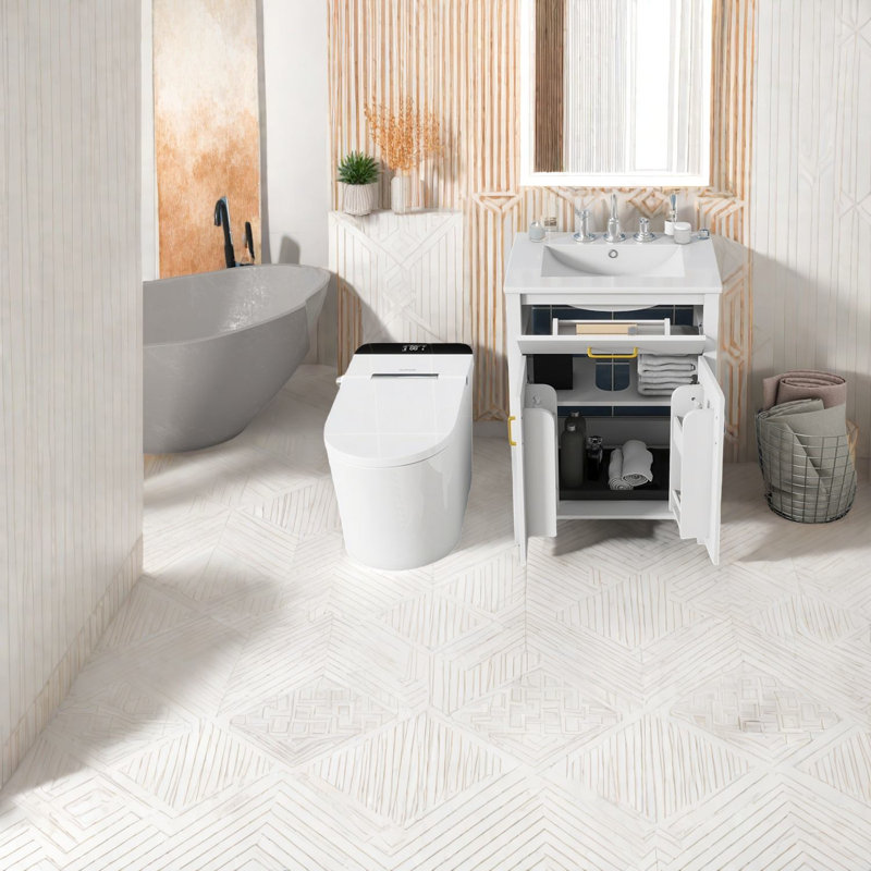 Meuble-lavabo moderne en bois massif peu encombrant avec lavabo en céramique