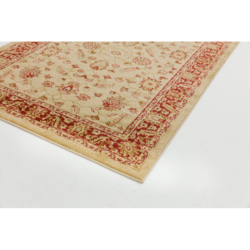 Aguilar Classic Beige Red Rug, Rectangle 120 x 170cm