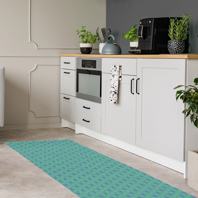 Tapis de zone verte cercles ornés, Tapis de couloir 2 pi 6 po x 8 pi