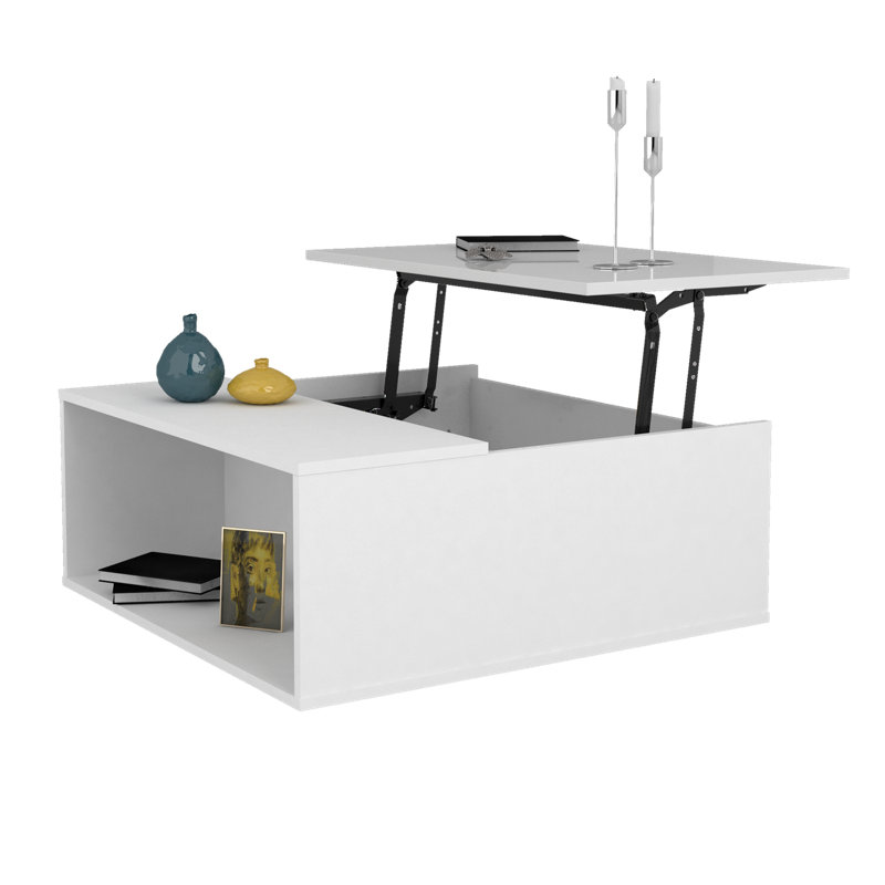 Stanley Lift Top Block Coffee Table with Storage, White