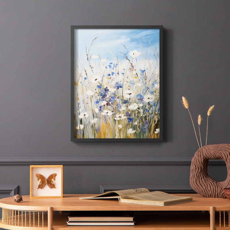FLORAL Series XXVII - reproduction encadrée de qualité supérieure - prête à être accrochée - aucun clou requis, Noir