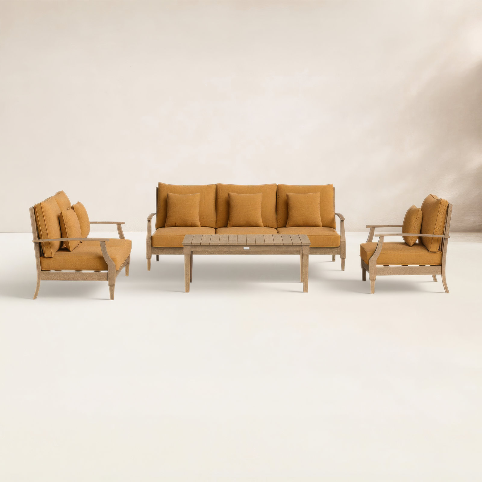 Samya 6-Person Eucalyptus Patio Seating Group, Brown