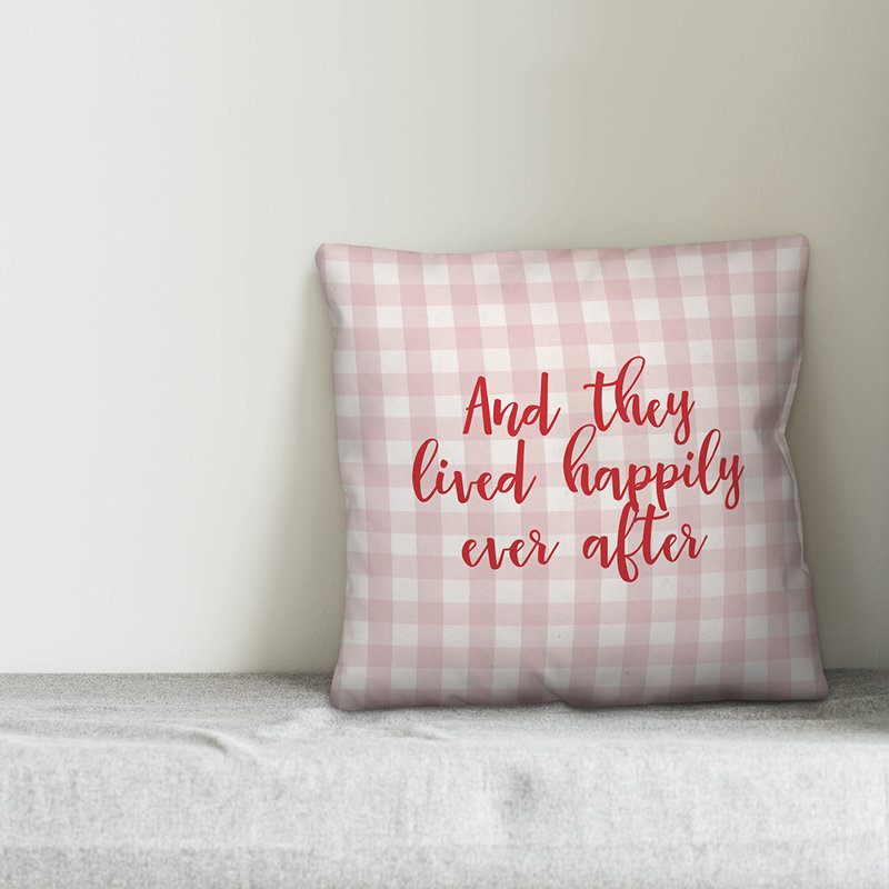  Coussin And And Lived Happily Ever After Plaid, Rose / Rouge, Coussin décoratif