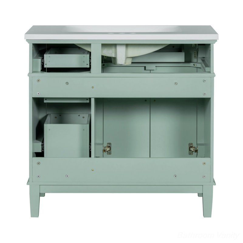 Meuble-lavabo avec lavabo en céramique Motoo, Vert