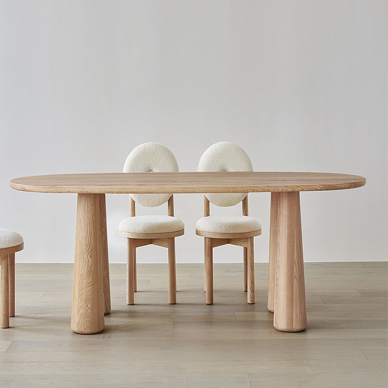 Oval Solid Wood Dining Table, 27.56" W x 55.12" L