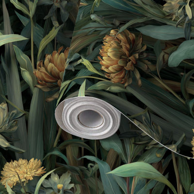 Papier peint adhésif auto-adhésif et amovible, papier peint à contact botanique, doux et discret, 17,7 po x 118 po (45 x 300 cm)