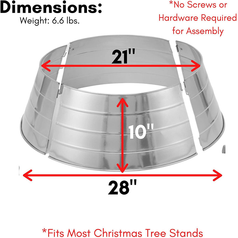 Hammered Silver Metal Christmas Tree Collar, 22.5"