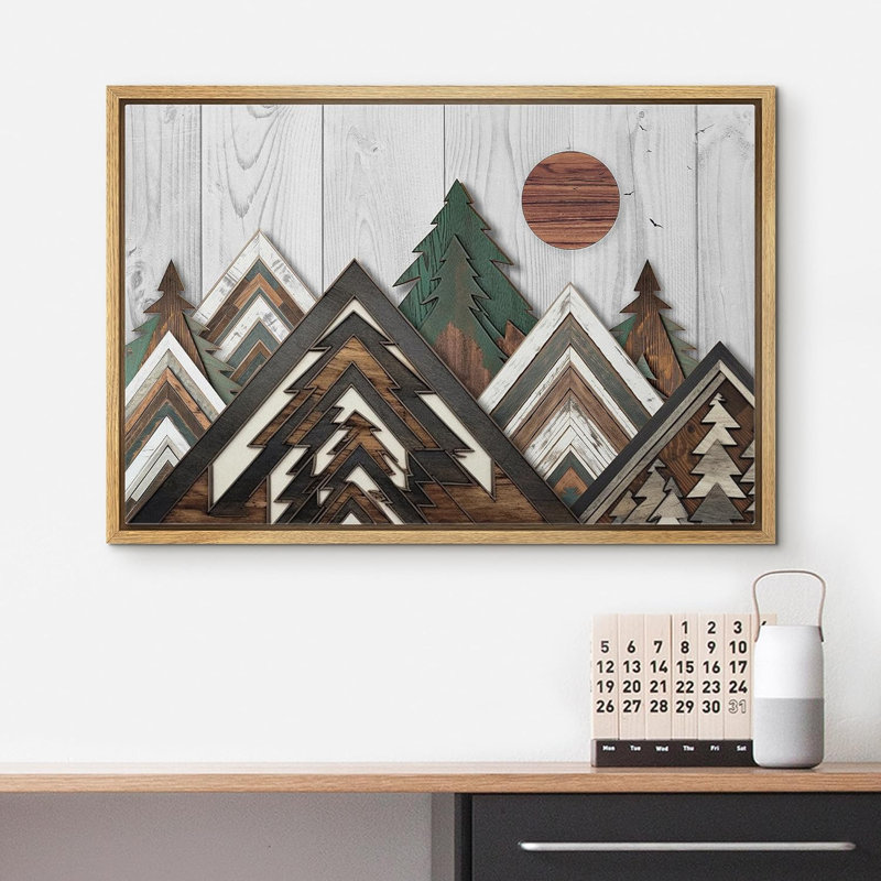 Western, effet de bois, paysage, pin ensoleillé, montagne, nature, ferme, décoration murale, chambre à coucher, impression sur toile