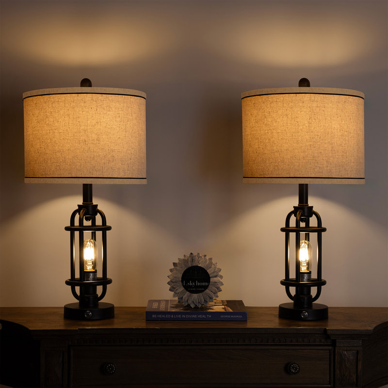 Jacolbi 3 Way Dimmable Touch Control Table Lamp with Dual USB Ports