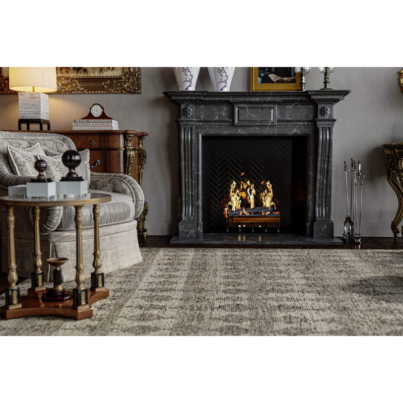Hearthstone Hand Knotted Wool Area Rug in Brown/Gray, Rectangle 2' x 3'