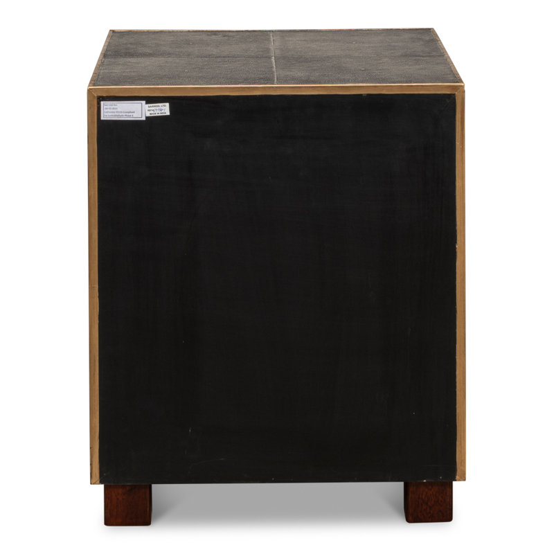 Shagreen 3 - Drawer Solid Wood Nightstand, Antique Gray