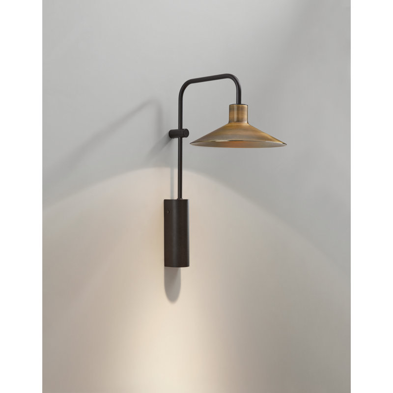 Platet LED Armed Sconce, Antique Brass