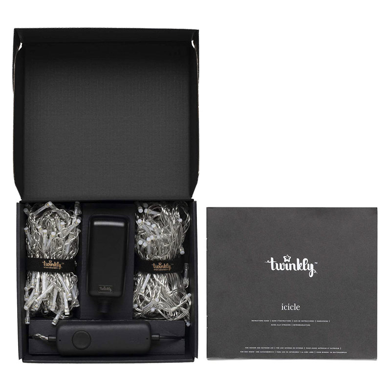 Twinkly 190 LED Multicolor 16X2ft Icicle Lights, Bluetooth/Wifi Control, 2 Pack