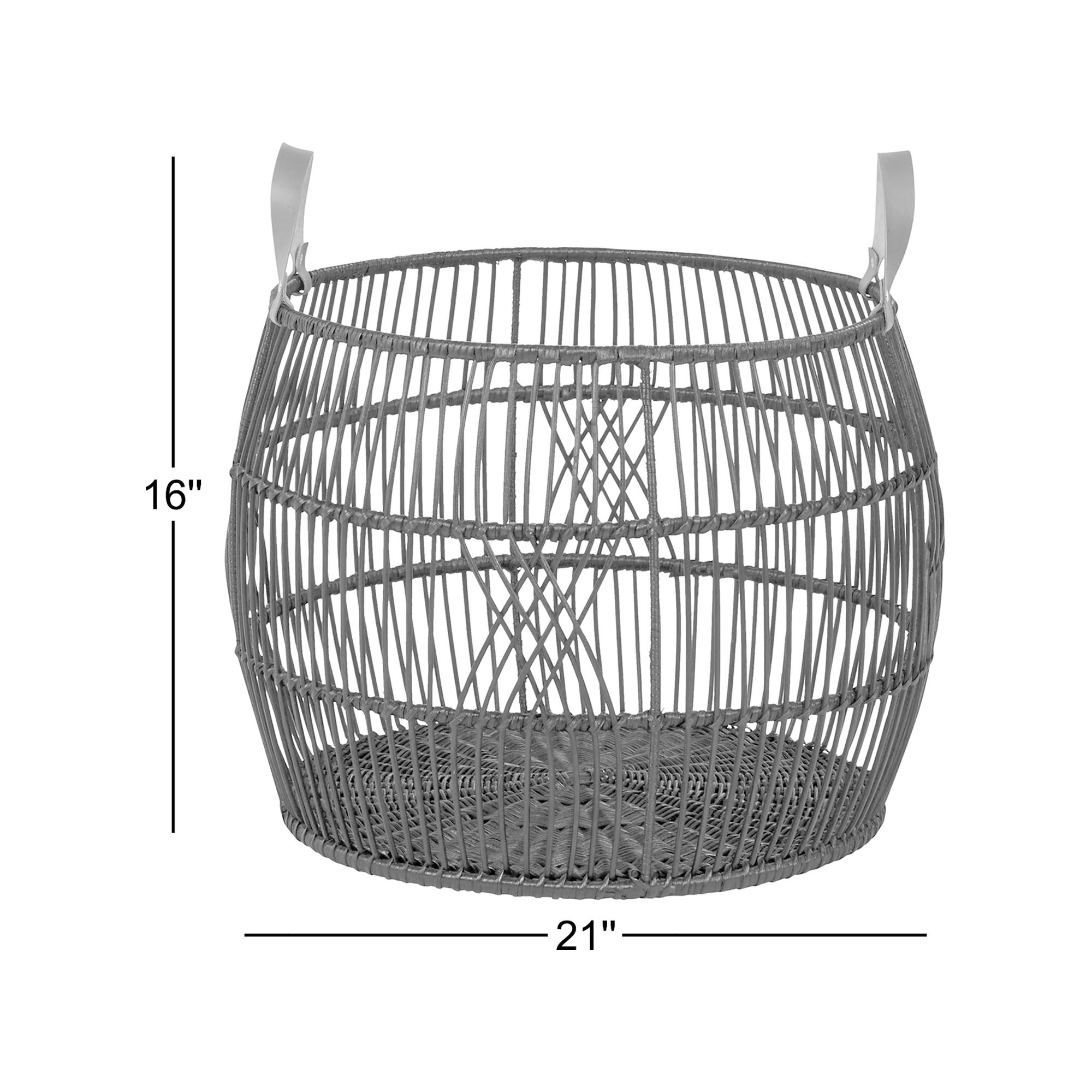 Sumatra Rattan Floor Storage Basket, 16" H x 21" W x 21" D, Black