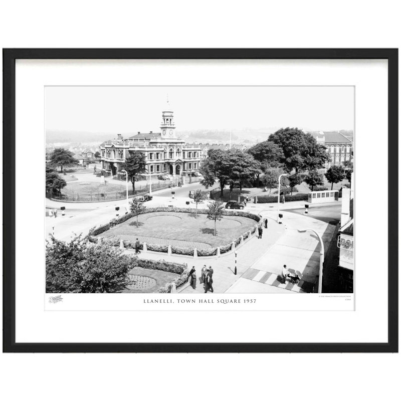 Llanelli, Town Hall Square 1957 by Francis Frith - Single Picture Frame Print, 28cm H x 36cm W x 2.3cm D