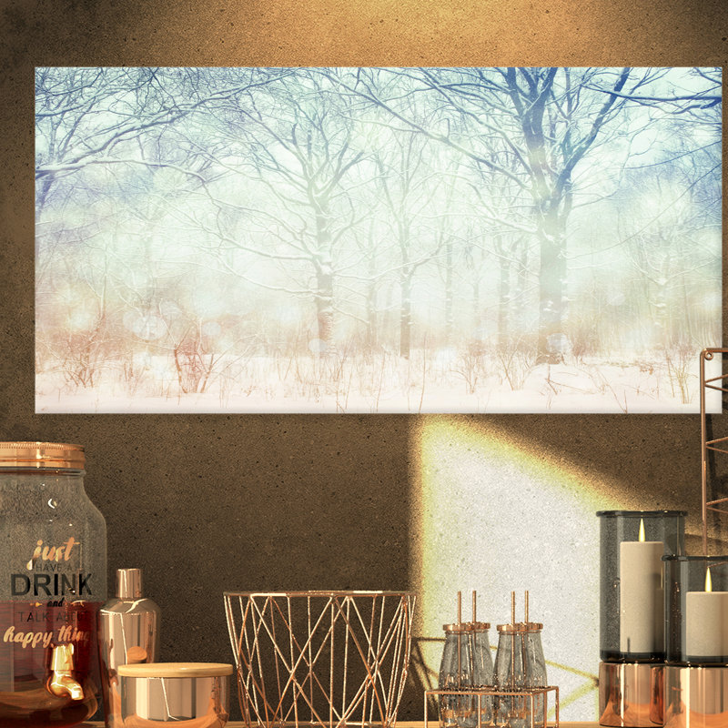 «Winter with Foggy Forest», art graphique, H 30 po x l 40 po x 1,5 po, Toile tendue
