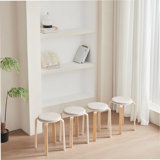 Set of 4 Stackable Stools, Stackable Bentwood Stools, Round Backless Chairs for Dining Room, Kitchen, Classroom