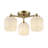 3-Light Brass Flush Mount Ceiling Light with Frosted Ribbed Glass Shades